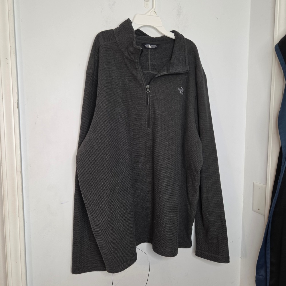 The North Face Mens XXL Charcoal Gray Textured Fleece Quarter Zip Pullover Jacke